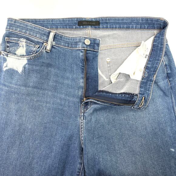 Uniqlo Womens Jeans Size 34 Wide Leg High Rise Star Print Kaihara Denim Skater - Picture 7 of 11